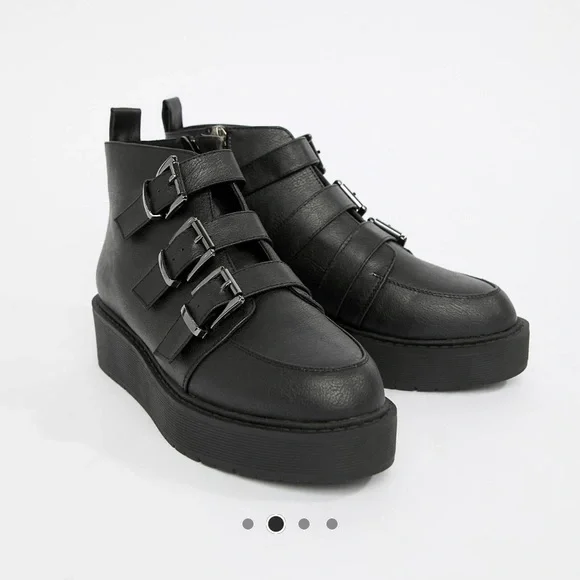 ASOS Design Ahoy chunky buckle ankle boots in BLACK - Picture 2 of 10